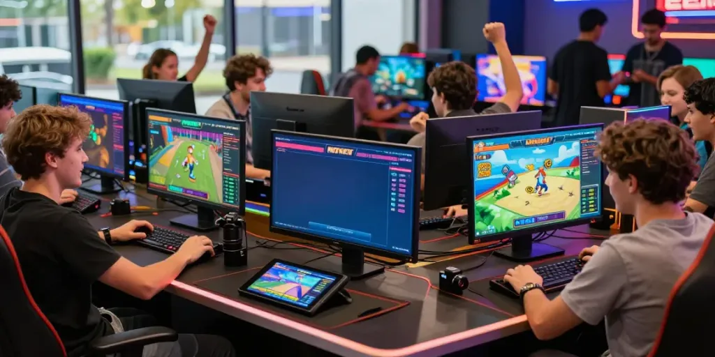 Players enjoying diverse games at https://nbet.group/ in a lively online gaming environment filled with excitement and modern technology.